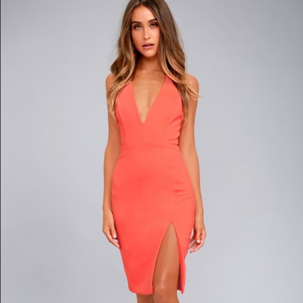 🌺 HP! 🌸Lulu’s Aglow Coral Dress - A0012